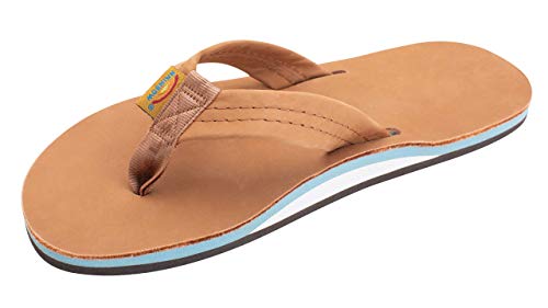 Rainbow Sandals Herren Leder einlagiger breiter Riemen mit Bogen, Hellblau, 45/46 EU von Rainbow Sandals