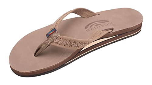 Rainbow Sandals The Willow – Doppellagige Fußgewölbestütze, hochwertiges Leder mit eingesetztem doppelt geflochtenem 1,9 cm langem Riemen, Dunkelbraun, 10.5-11.5 von Rainbow Sandals