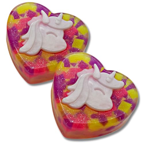 Einhorn-Herz-Seifenriegel – sehr Kirschduft – handgemachte Geburtstagsgeschenke veganfreundlich Mädchen Hautpflege (2) von Rainbow Sensation