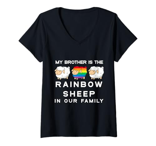 Damen Mein Bruder Rainbow Sheep Family Gay Ally Pride LGBTQ Queer T-Shirt mit V-Ausschnitt Damen Mein Bruder Rainbow Sheep Family Gay Ally Pride LGBTQ Queer T-Shirt mit V-Ausschnitt von Rainbow Sheep Family Gay Queer Pride Trans Enby