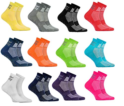 Rainbow Socks - Jungen Mädchen Sneaker Baumwolle Antirutsch Sport Stoppersocken - 12 Paar - Größen 30-35 von Rainbow Socks