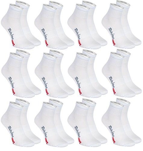 Rainbow Socks - Damen Herren Bunte Baumwolle Sport Socken - 12 Paar - Weiß - Größen 42-43 von Rainbow Socks