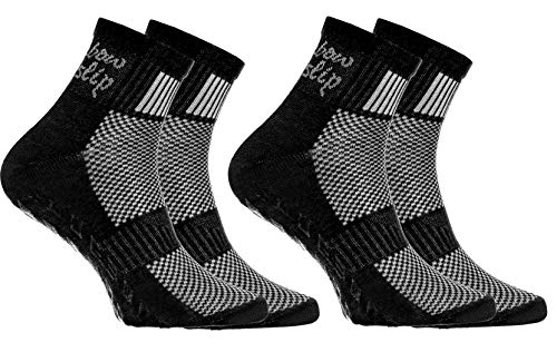 Rainbow Socks - Jungen Mädchen Sneaker Baumwolle Antirutsch Sport Stoppersocken - 2 Paar - Schwarz - Größen 30-35 von Rainbow Socks