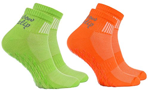 2 Paar bunte Anti-Rutsch-Socken mit ABS-System,ideal für solche Sportarten,wie Joga,Fitness Pilates Kampfkunst Tanz Gymnastik Trampolinspringen.Größen von 36 bis 38, atmende Baumwolle von Rainbow Socks