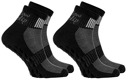 Rainbow Socks - Damen Herren Sneaker Baumwolle Antirutsch Sport Stoppersocken - 2 Paar - Schwarz - Größen 44-46 von Rainbow Socks