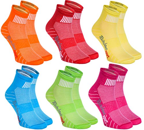 Rainbow Socks - Damen Herren Bunte Baumwolle Sport Socken - 6 Paar - Orange Rot Gelb Grün Meer Grün - Größen 39-41 von Rainbow Socks