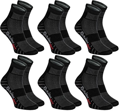 Rainbow Socks - Damen Herren Bunte Baumwolle Sport Socken - 6 Paar - Schwarz - Größen 36-38 von Rainbow Socks