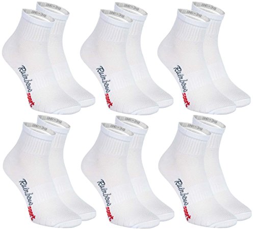 Rainbow Socks - Damen Herren Bunte Baumwolle Sport Socken - 6 Paar - Weiß - Größen 36-38 von Rainbow Socks