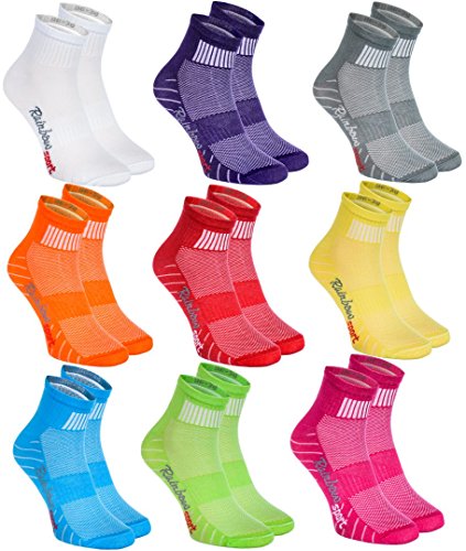 Rainbow Socks - Damen Herren Bunte Baumwolle Sport Socken - 9 Paar - Lila Grün Grau Pink Orange Rot Weiß Blau Gelb - Größen 39-41 von Rainbow Socks