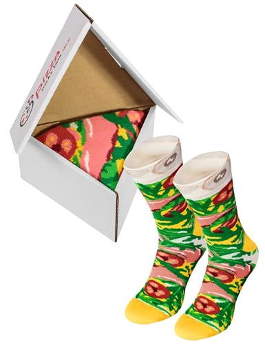 Pizza Socks Box Slice - Italienische - Damen Herren Pizza Socken 1 Paar - Größen 47-50 von Rainbow Socks