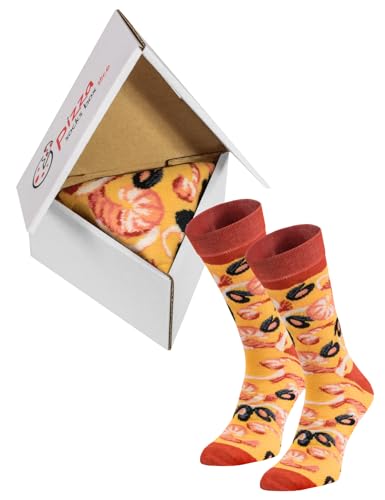 Pizza Socks Box Slice - Meeresfrüchte - Damen Herren Pizza Socken 1 Paar - Größen 41-46 von Rainbow Socks