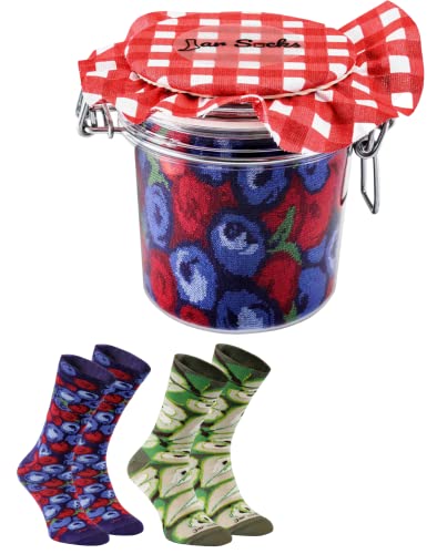 Rainbow Socks - Damen Herren - Blaubeeren und Birnen Socken im Glas - Geschenk Idee - 2 Paar - Größen 36-40 von Rainbow Socks