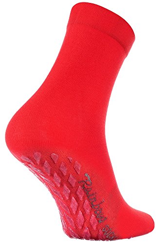 Rainbow Socks - Damen Herren Bunte Baumwolle Antirutsch Socken ABS - 1 Par - Rot - Größen 44-46 von Rainbow Socks