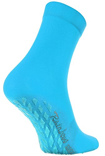 Rainbow Socks - Damen Herren Bunte Baumwolle Antirutsch Socken ABS - 1 Par - Turquoise - Größen 36-38 von Rainbow Socks