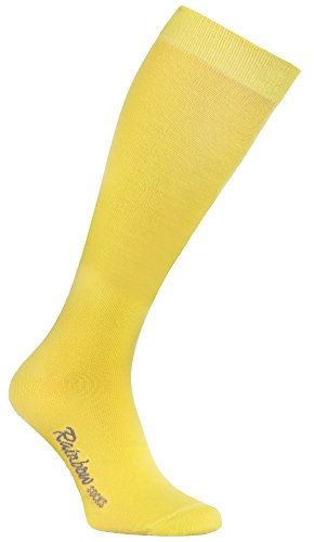 Rainbow Socks - Damen Herren Bunte Baumwolle Kniestrümpfe - 1 Par - Gelb - Größen 42-43 von Rainbow Socks