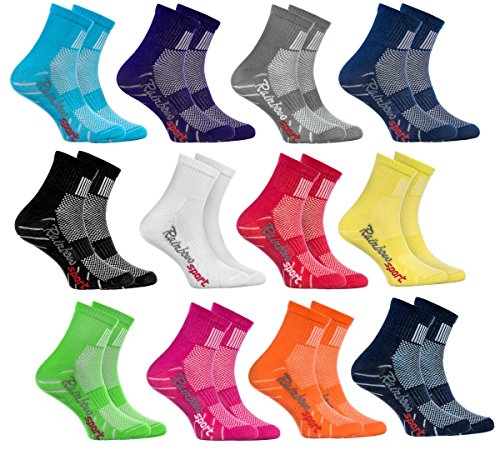Rainbow Socks - Bunte Baumwolle Sport Socken - 12 Paar - Für Mädchen - Größe 24-29 - Mehrfarbig von Rainbow Socks
