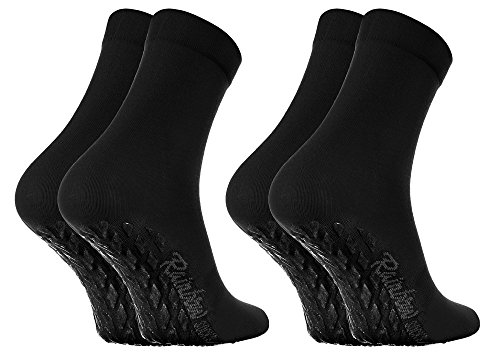 Rainbow Socks - Damen Herren Bunte Baumwolle Antirutsch Socken ABS - 2 Paar - Schwarz - Größen 36-38 von Rainbow Socks