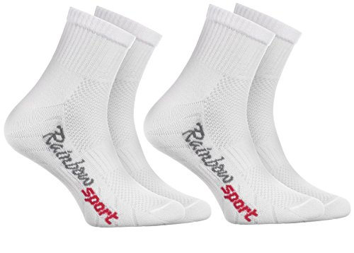 Rainbow Socks - Jungen Mädchen Sneaker Bunte Baumwolle Sport Socken - 2 Paar - Weiß - Größen 30-35 von Rainbow Socks
