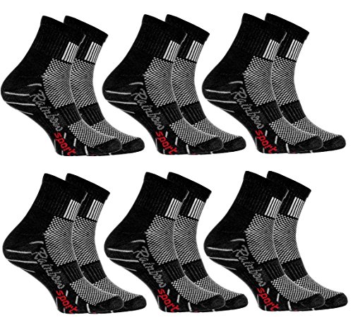 Rainbow Socks - Jungen Mädchen Sneaker Bunte Baumwolle Sport Socken - 6 Paar - Schwarz - Größen 30-35 von Rainbow Socks