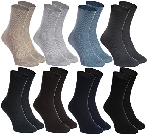 Rainbow Socks - Damen Herren Diabetiker Socken Ohne Gummibund - 8 Paar - Beige Braun Schwarz Graphit Blau Marine Khaki Blau Grau - Größen 44-46 von Rainbow Socks