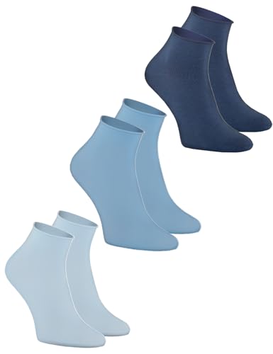 Rainbow Socks - Damen Baumwolle Bequem Diabetiker Druckfreie Non-binding Elastic Pressure-free Knöchelsocken - Blau Socken Sets - 3 Paar - Größen 42-43 von Rainbow Socks