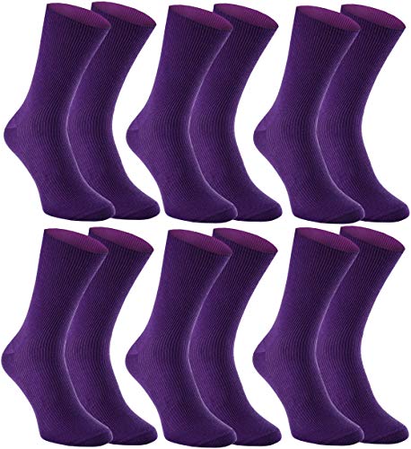 Rainbow Socks - Damen Herren Antibakterielle Diabetiker Socken Ohne Gummibund - 6 Paar - Violett - Größen 36-38 von Rainbow Socks