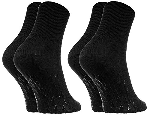 Rainbow Socks - Damen Herren Antirutsch Diabetiker Socken Ohne Gummibund ABS - 2 Paar - Schwarz - Größen 39-41 von Rainbow Socks