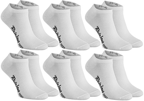 Rainbow Socks - Damen Herren Baumwolle Bunte Sneaker Socken - 6 Paar - Weiß - Größen 44-46 von Rainbow Socks