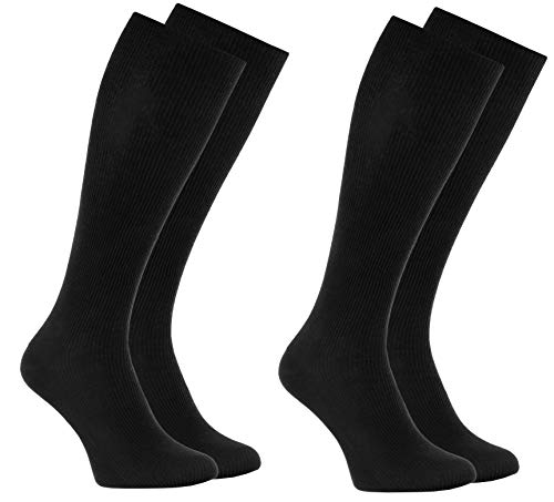 Rainbow Socks - Damen Herren Baumwolle Diabetiker Kniestrümpfe - 2 Paar - Schwarz - Größen 39-41 von Rainbow Socks