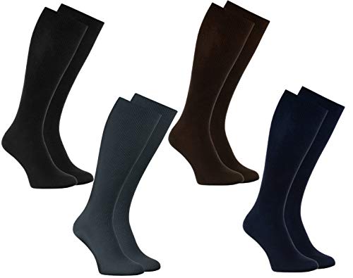 Rainbow Socks - Damen Herren Baumwolle Diabetiker Kniestrümpfe - 4 Paar - Schwarz, Braun, Dunkelblau, Graphit - Größen 36-38 von Rainbow Socks