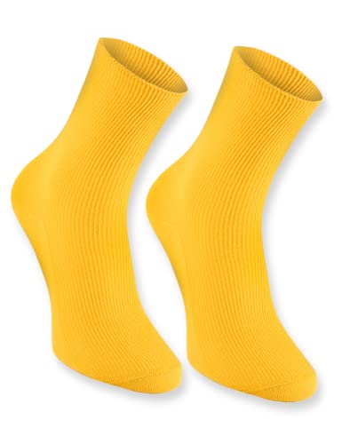 Rainbow Socks - Damen Herren Baumwolle Diabetiker Socken Ohne Gummibund - 1 Paar - Gelb - Größen 36-38 von Rainbow Socks