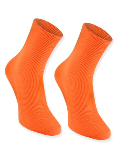 Rainbow Socks - Damen Herren Baumwolle Diabetiker Socken Ohne Gummibund - 1 Paar - Orange - Größen 42-43 von Rainbow Socks