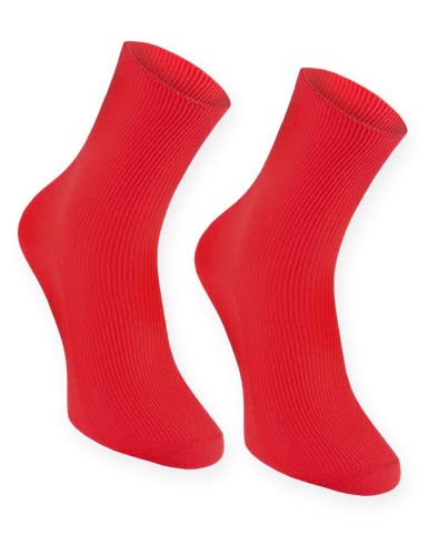 Rainbow Socks - Damen Herren Baumwolle Diabetiker Socken Ohne Gummibund - 1 Paar - Rot - Größen 44-46 von Rainbow Socks