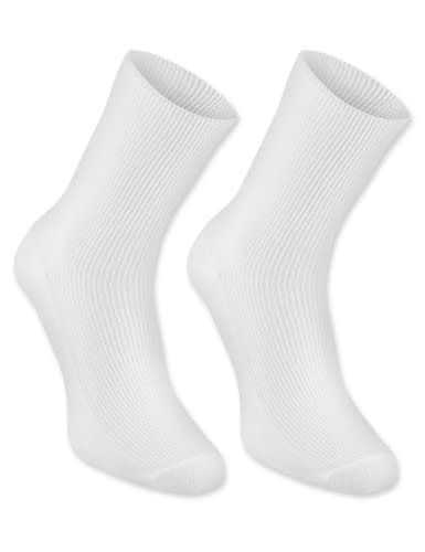 Rainbow Socks - Damen Herren Baumwolle Diabetiker Socken Ohne Gummibund - 1 Paar - Weiß - Größen 36-38 von Rainbow Socks