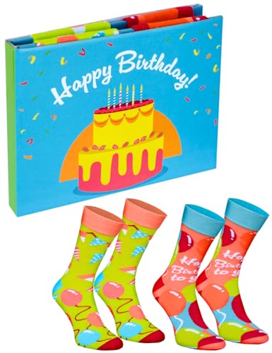 Rainbow Socks - Damen Herren Birthday Card Socks - Novelty Lustige Geburtstagskarte Socken - 2 Paar - Größen 36-40 von Rainbow Socks