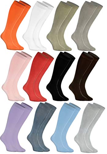Rainbow Socks - Damen Herren Bunte Bambus Kniestrümpfe - 12 Paar - Mehrfarbig - Größen 39-41 von Rainbow Socks