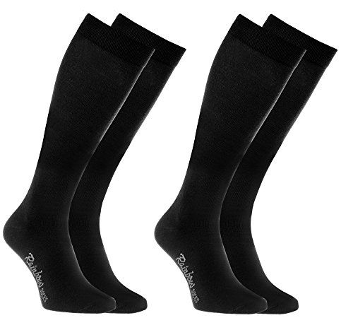 Rainbow Socks - Damen Herren Bunte Baumwolle Kniestrümpfe - 2 Paar - Schwarz - Größen 42-43 von Rainbow Socks
