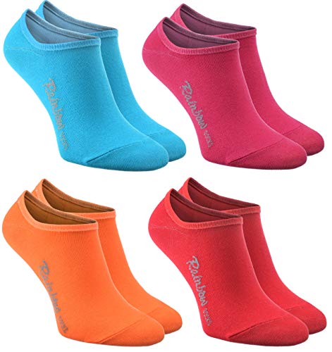 Rainbow Socks - Damen Herren - Bunte Füßlinge Unsichtbare Socken - 4 Paar - Blau Fuchsie Orange Rot - Größen 39-41 von Rainbow Socks