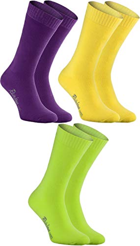 Rainbow Socks - Damen Herren Bunte Skaten Wandern Skifahren Frottensocken - 3 Paar - Violett Gelb Grün - Größen 36-38 von Rainbow Socks