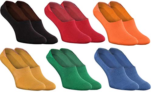 Rainbow Socks - Damen Herren - Bunte Unsichtbare Mokassins Socken - 6 Paar - Braun Rot Orange Gelb Grün Marineblau - Größen 42-43 von Rainbow Socks