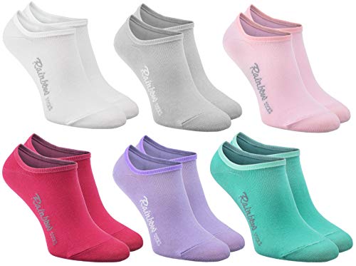 Rainbow Socks - Damen Herren - Füßlinge Unsichtbare Socken - 6 Paar - Weiß Grau Rosa Fuchsie Violett Aquamarin - Größen 39-41 von Rainbow Socks