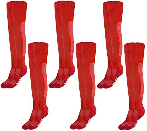 Rainbow Socks - Damen Herren Fußball Soccer Kniestrümpfe - 6 Paar - Rot - Größen 42-43 von Rainbow Socks