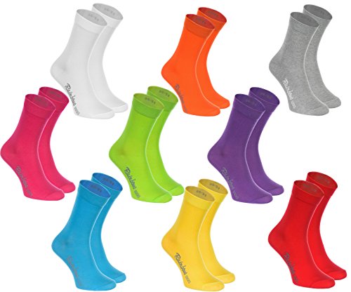 Rainbow Socks - Damen Herren Klassische Bunte Baumwolle Socken - 9 Paar - Weiß Lila Grau Orange Rot Gelb Grün - Größen 47-50 von Rainbow Socks