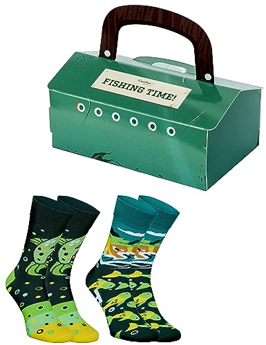 Rainbow Socks - Damen Herren Lustige Angelzeit Socken - Novelty Socken für Angler und Angelfans - Fishing Time Socks - 2 Paar - Größen 41-46 von Rainbow Socks