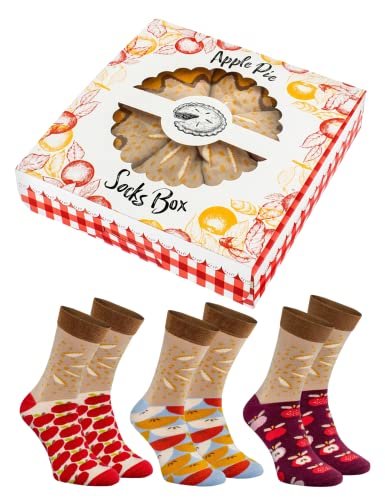 Rainbow Socks - Damen Herren Lustige Apfelkuchen Socken Geschenk 3 Paar - Größen 47-50 von Rainbow Socks