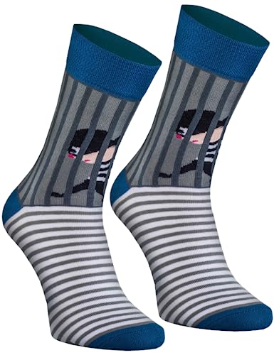 Rainbow Socks - Damen Herren Lustige Dieb Socken - Cops and Robbers - Größe 36-40 von Rainbow Socks