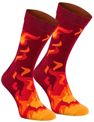 Rainbow Socks - Damen Herren Lustige Flammen Socken - Für Feuerwehrleute - Größe 36-40 von Rainbow Socks