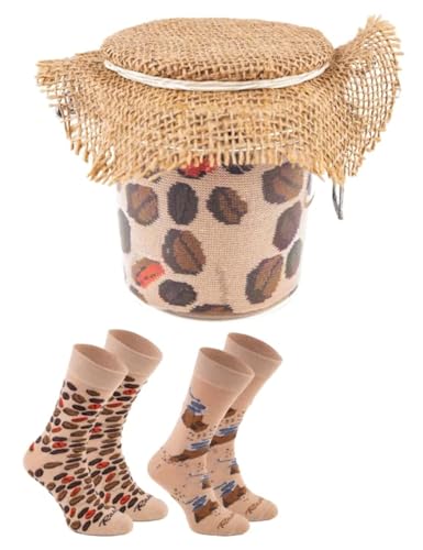 Rainbow Socks - Damen Herren Lustige Kaffee Socken im Glass - 2 Paar - Kaffeebohnen Kaffeemühle - Größen 41-46 von Rainbow Socks