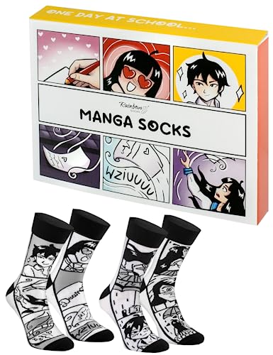 Rainbow Socks - Damen Herren Lustige Manga Socken - Novelty Geschenk für Comic-Fans - 2 Paar - Größen EU 36-40 von Rainbow Socks