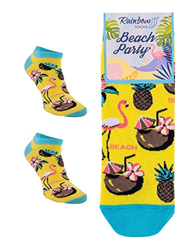 Rainbow Socks - Damen Herren Lustige Party Sneaker Socken - 1 Paar - Flamingo - Größen 36-40 von Rainbow Socks